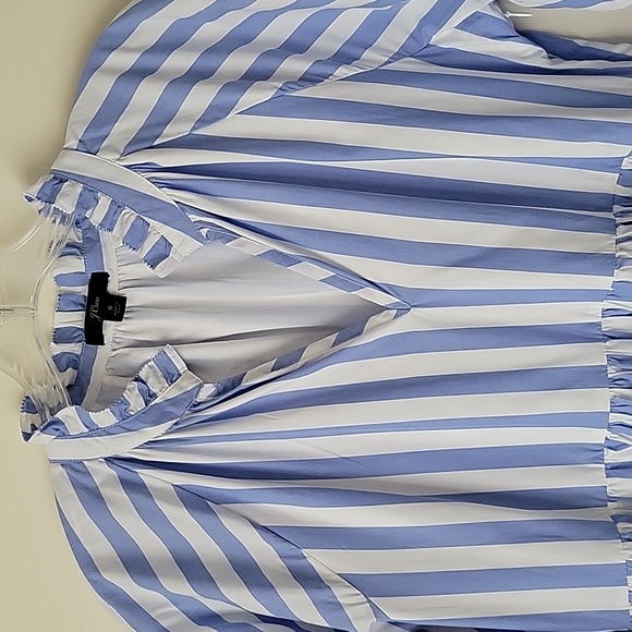 J. Crew Women's Tiered Popover Dress in Striped Cotton Poplin- Size S - Picture 3 of 15